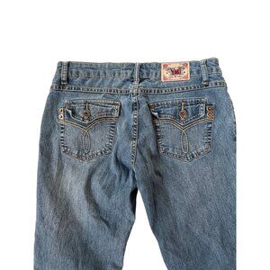 Vintage YMI Denim Jeans Embroidered Pockets Women's Size 5 Medium Wash Y2K